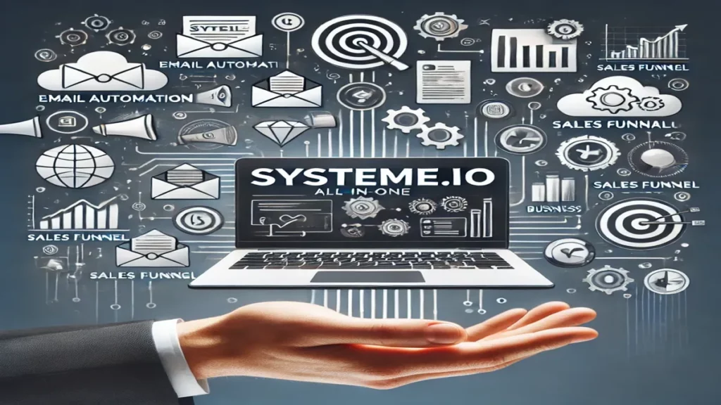 Image représentant Systeme.io, une plateforme marketing tout-en-un pour la création de tunnels de vente, l'automatisation des emails et la gestion des ventes en ligne.