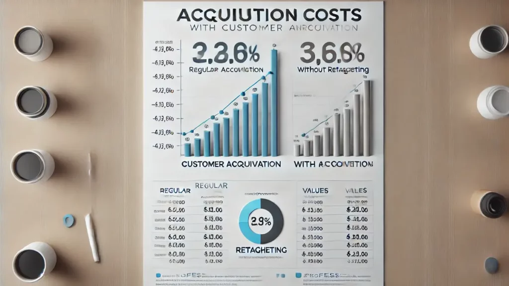 Image suggérée : Un graphique montrant les coûts d'acquisition avec et sans retargeting.